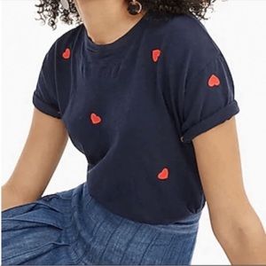 NWOT J. Crew Scattered heart tee, size xxs